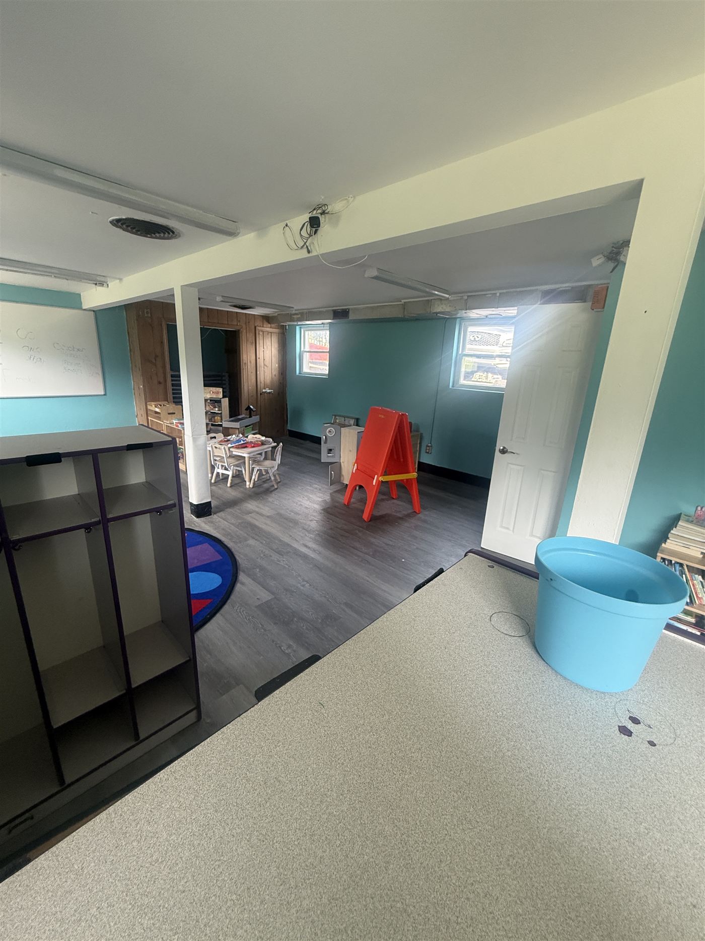 Cubbies and art easel area
